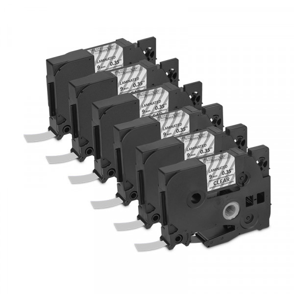 Qian Laminated Label Tape (Black on Clear/ 9mm) - SKU: QZe-121