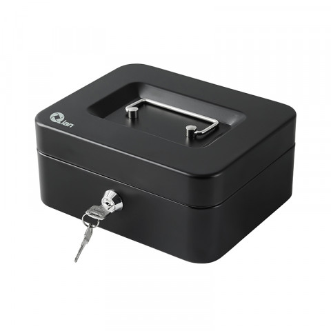 Qian Metal Cash Box with Removable Cash/ Coin Tray with Key lock - SKU: QOC-143SK