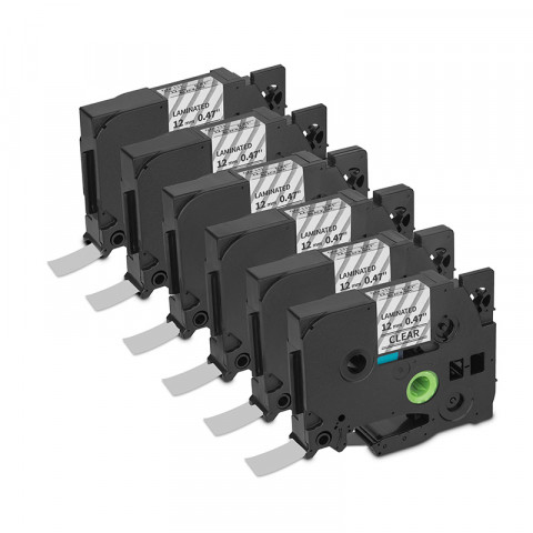 Qian Laminated Label Tape (Black on Clear/ 12mm) - SKU: QZe-131