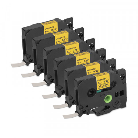 Qian Laminated Label Tape (Black on Yellow/ 9mm) - SKU: QZe-621