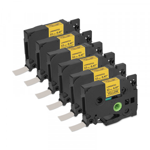 Qian Laminated Label Tape (Black on Yellow/ 12mm) - SKU: QZe-631